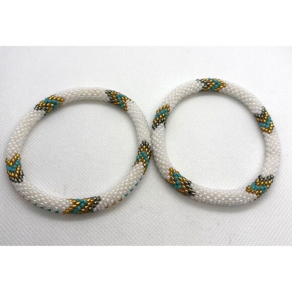 Vintage Lot of‎ 6 Beaded Bracelet Art Glass Seed Bead Shell Flower Heart Stretch - Picture 7 of 11